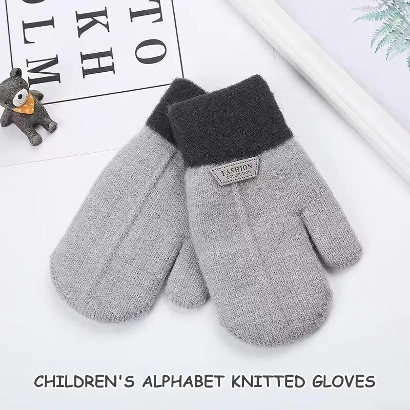 1 ΤΕΜ Νέα χαριτωμένα αγόρια γάντια για κορίτσια Χειμερινά χοντρά ζεστά πλεκτά γάντια για νεογέννητα παιδιά 03Y Παιδικά γάντια Δώρο