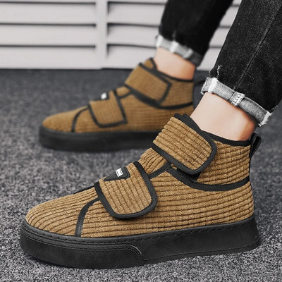 Ανδρικές μπότες Winter Corduroy 2023 Ανδρικά παπούτσια Plus Velvet ζεστά βαμβακερά παπούτσια Άνετα Μποτάκια ανδρικά κοντές μπότες με χοντρή σόλα