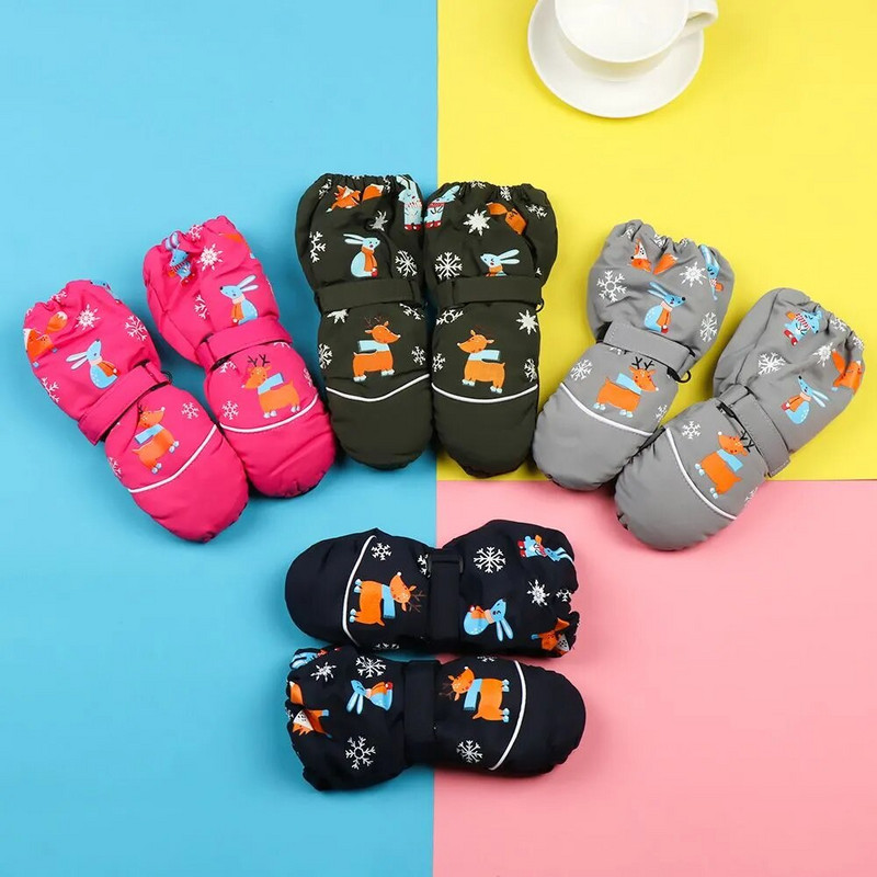 Παιδικά χειμωνιάτικα γάντια κουνελιού για μωρά αδιάβροχα αντιανεμικά γάντια για το χιόνι Παιδικά αγόρια Χοντρό ζεστό γάντι σκι για 2-6 χρονών