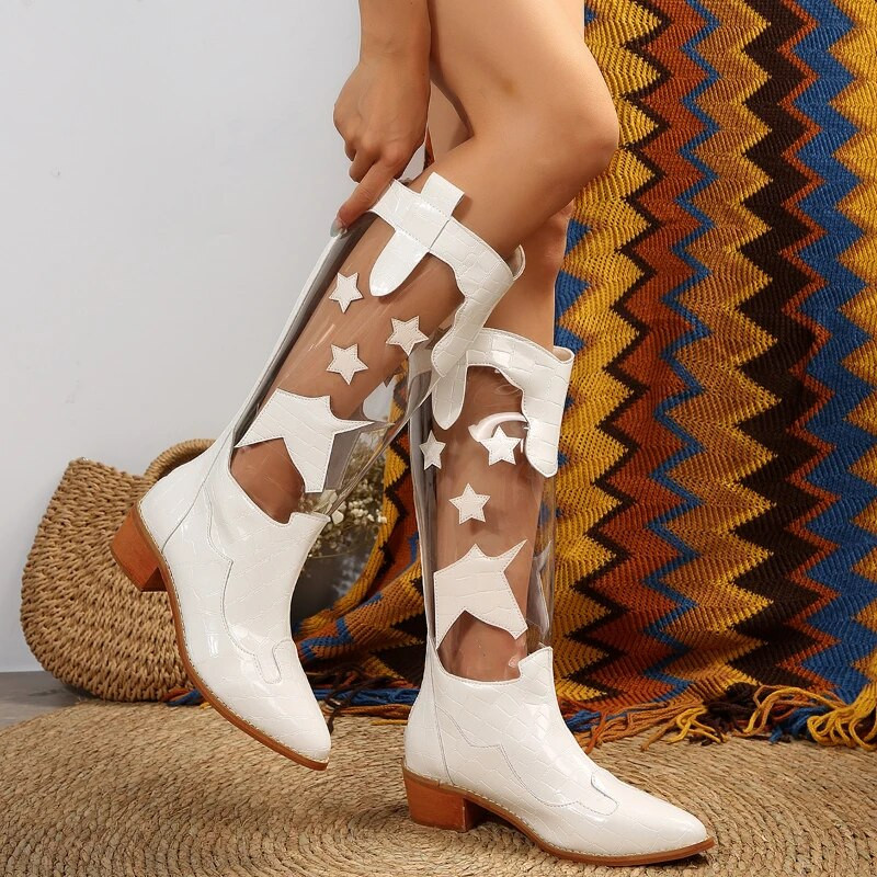 Γυναικεία παπούτσια 2023 Γυναικείες μπότες με διάφανο φερμουάρ Γυναικείες μπότες με κρύσταλλο κορδόνι με κορδόνια για γυναίκες Νέα μόδα πρωτότυπο σχέδιο