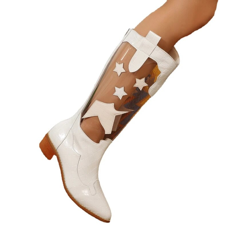 Γυναικεία παπούτσια 2023 Γυναικείες μπότες με διάφανο φερμουάρ Γυναικείες μπότες με κρύσταλλο κορδόνι με κορδόνια για γυναίκες Νέα μόδα πρωτότυπο σχέδιο