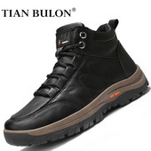 Cizme din piele pentru bărbați Cizme de iarnă pentru a menține căldura Cizme de zăpadă pentru bărbați, în aer liber, anti-alunecare, pentru drumeții, cizme de alpinism, cizme confortabile pentru bărbați.