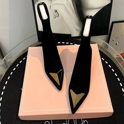 Κορεάτικη έκδοση του 2023 Rhinestone Design Booties Γυναικείες μπότες μονές ελαστικές μπότες Slim μαύρο στιλέτο Φθινοπωρινές γυναικείες μπότες