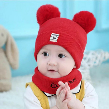 2023 νέο Σετ κασκόλ για μωρό καπέλο 2 τμχ Bear Cat Χειμώνας Άνοιξη Φθινόπωρο Ζεστό πλεκτό Καπέλο μωρού Καπέλο Παιδικό Καπέλο Boy Girl Καπέλο Boys Girl Beanie