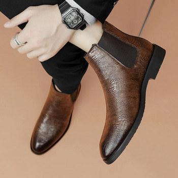 Chelsea Boots 2023 Нови обувки за мъже Модни мъжки ботуши с квадратен ток Универсални мъжки ботуши с приплъзване в британски стил Голям размер 46