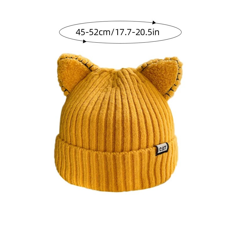 Multikas kassikõrva beebi pulloveri müts sügistalvine vastsündinud soliidne elastne soe kootud nokamüts Baby poiss tüdrukule tuulekindel soojem müts