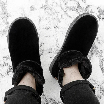 Зимни зимни ботуши за двойки 2023 г. Нови топли къси плюшени плоски памучни обувки за мъже Външни дамски ежедневни ботуши против плъзгане