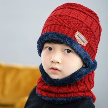 Σετ χειμωνιάτικο κασκόλ Φουλάρι και γάντια βελούδινο Παιδικό πλεκτό καπέλο μωρό αγόρι φασόλια Καπάκι λαιμόκοψη κασκόλ Γάντι κοστούμι για παιδιά αξεσουάρ