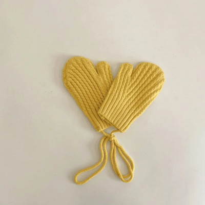 Villased laste talvekindad tüdrukutele poistele Ühevärvilised rihmadega lastekindad Soojad beebitarvikud 3-9Y