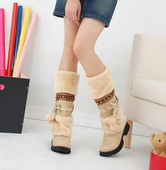 2019 Νεότερες χειμερινές ζεστές μπότες με χοντρή γούνα Ψηλοτάκουνες μπότες Γυναικεία παπούτσια Μόδα σέξι μακριά μπότες χιονιού Μπότες πλατφόρμας Γυναικεία