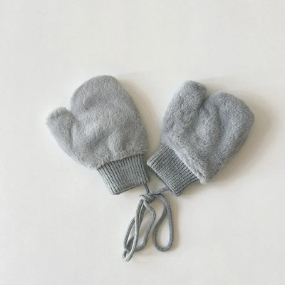 1-4 Y Baby Cartoon Bear Label Γάντια Χειμώνας ζεστά παιδικά γάντια για κορίτσια μαλακή γούνα Παιδιά νήπιο Χοντρό παιδικό δέρας γάντια κινουμένων σχεδίων