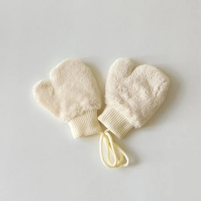 1-4 Y Baby Cartoon Bear Label Γάντια Χειμώνας ζεστά παιδικά γάντια για κορίτσια μαλακή γούνα Παιδιά νήπιο Χοντρό παιδικό δέρας γάντια κινουμένων σχεδίων