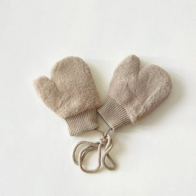 1-4 Y Baby Cartoon Bear Label Γάντια Χειμώνας ζεστά παιδικά γάντια για κορίτσια μαλακή γούνα Παιδιά νήπιο Χοντρό παιδικό δέρας γάντια κινουμένων σχεδίων