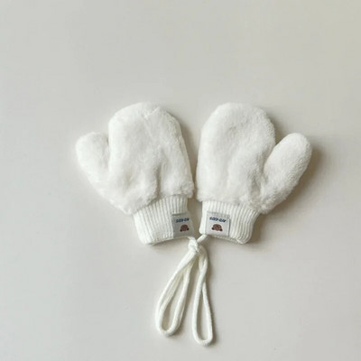 1-4 Y Baby Cartoon Bear Label Γάντια Χειμώνας ζεστά παιδικά γάντια για κορίτσια μαλακή γούνα Παιδιά νήπιο Χοντρό παιδικό δέρας γάντια κινουμένων σχεδίων