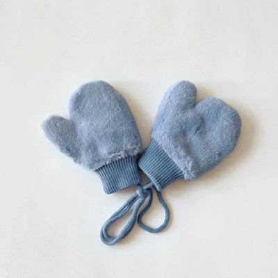 1-4 Y Baby Cartoon Bear Label Γάντια Χειμώνας ζεστά παιδικά γάντια για κορίτσια μαλακή γούνα Παιδιά νήπιο Χοντρό παιδικό δέρας γάντια κινουμένων σχεδίων