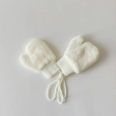 1-4 Y Baby Cartoon Bear Label Γάντια Χειμώνας ζεστά παιδικά γάντια για κορίτσια μαλακή γούνα Παιδιά νήπιο Χοντρό παιδικό δέρας γάντια κινουμένων σχεδίων