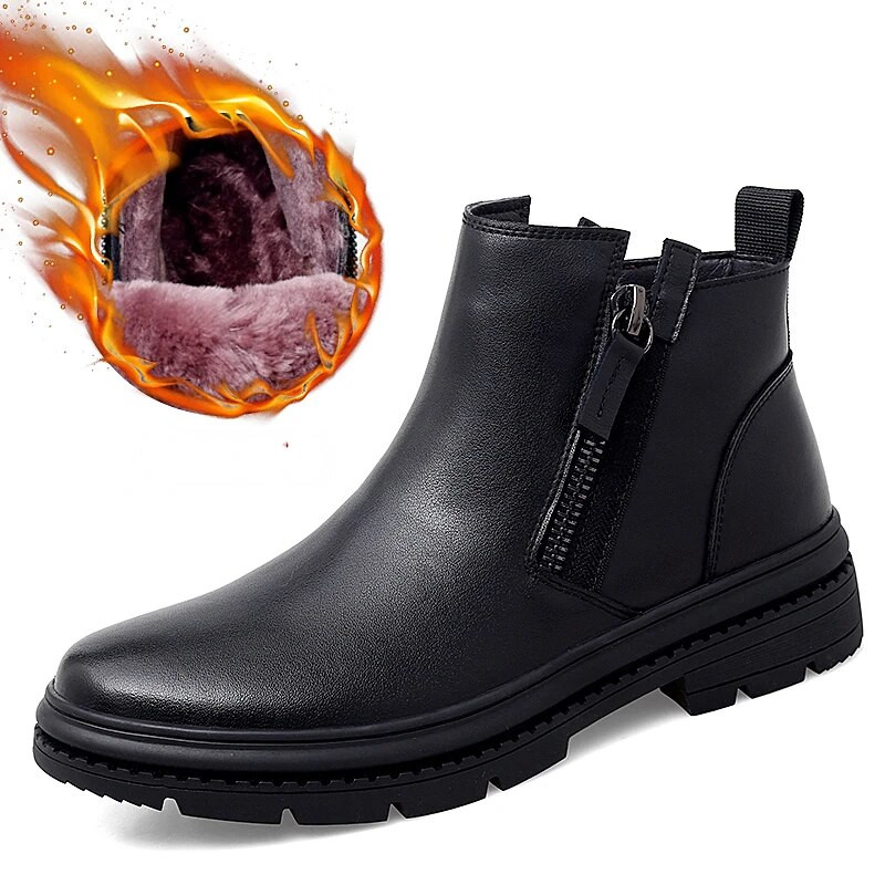 Külgtõmblukuga meeste saapad 2023 Meeste kingad Moodsad pahkluuni pluss sametist soojad meeste saapad Mitmekülgsed kulumiskindlad saapad