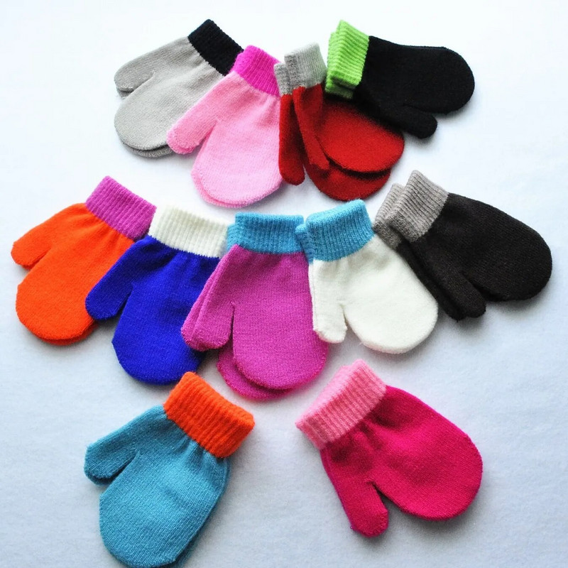 Βρεφικά γάντια Παιδικά για 1-4Y Χειμώνα ζεστό συνονθύλευμα πλεκτά γάντια νηπιαγωγείου Φοιτητικά γάντια πλήρους δακτύλου Πλεκτομηχανές Παιδικά γάντια