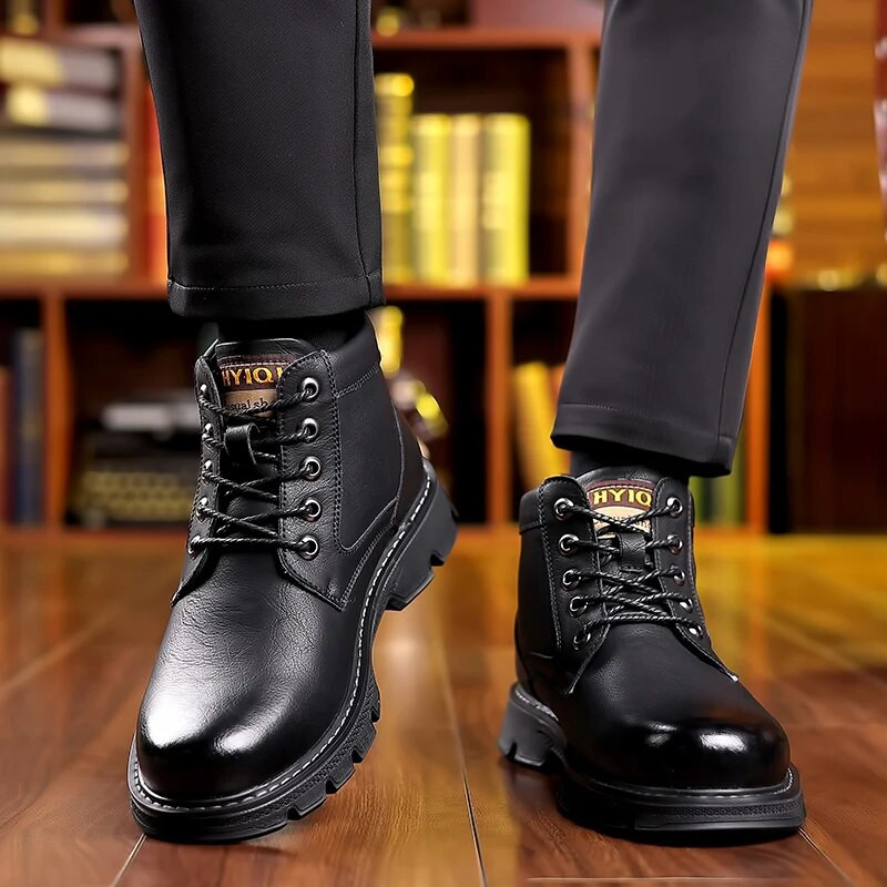 Plus Ανδρικές μπότες με κορδόνια καινούργια ανδρικά παπούτσια Χειμερινές ζεστές ανδρικές μπότες Κλασικές αδιάβροχες αντιολισθητικές κοντές μπότες με χοντρή σόλα Botines