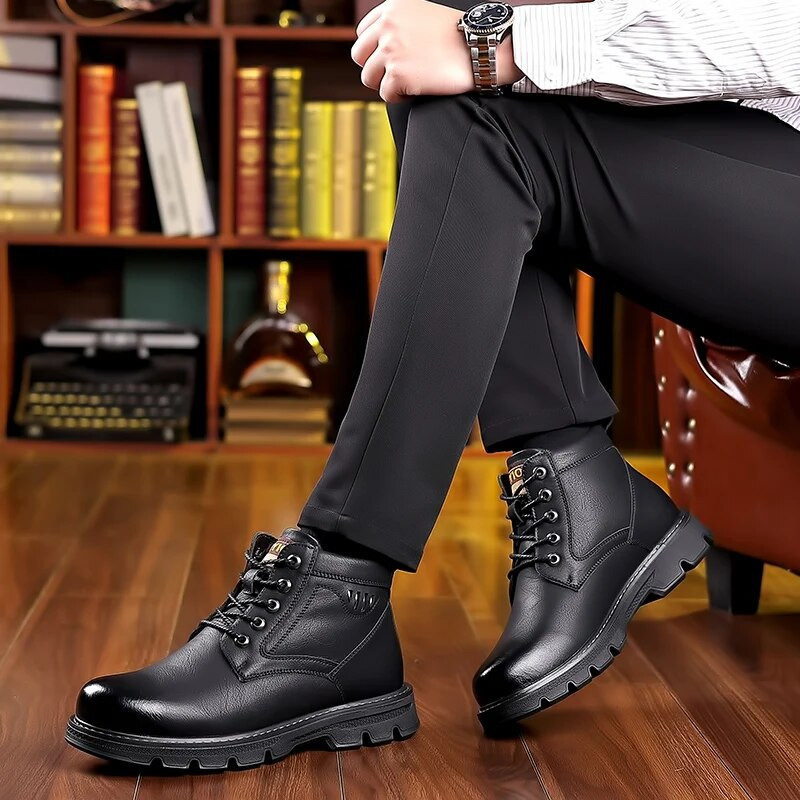 Plus Ανδρικές μπότες με κορδόνια καινούργια ανδρικά παπούτσια Χειμερινές ζεστές ανδρικές μπότες Κλασικές αδιάβροχες αντιολισθητικές κοντές μπότες με χοντρή σόλα Botines
