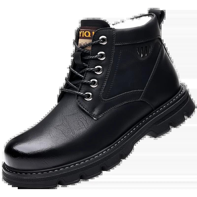 Plus Ανδρικές μπότες με κορδόνια καινούργια ανδρικά παπούτσια Χειμερινές ζεστές ανδρικές μπότες Κλασικές αδιάβροχες αντιολισθητικές κοντές μπότες με χοντρή σόλα Botines