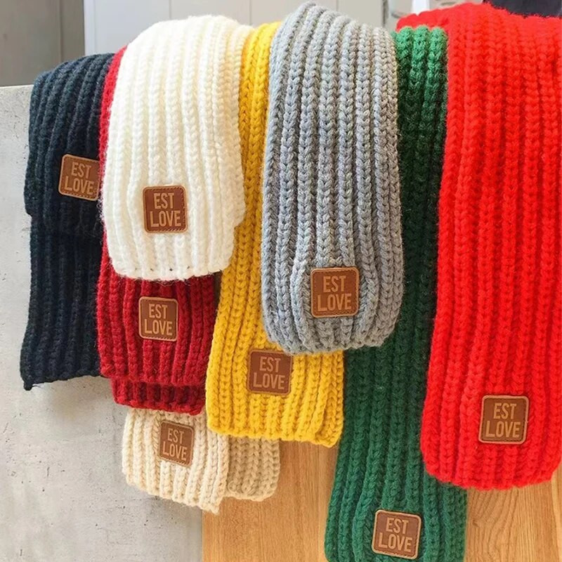 2022. aasta talvine laste värvid pehme kudumine villane termosall poistele tüdrukutele armas õuesoojem sall lastele tahke märgistatud sall