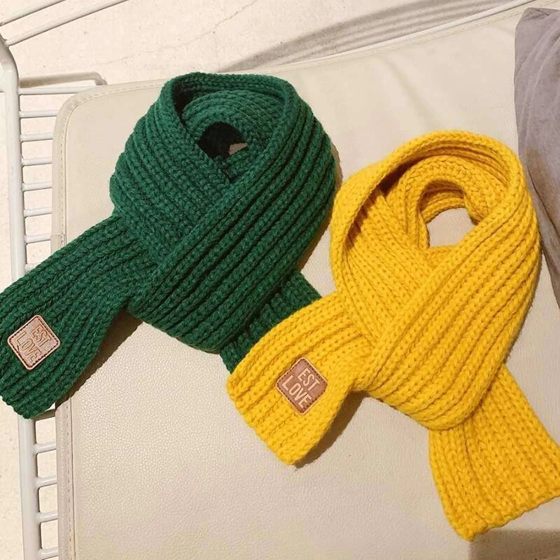 2022. aasta talvine laste värvid pehme kudumine villane termosall poistele tüdrukutele armas õuesoojem sall lastele tahke märgistatud sall