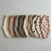 Pantaloni noi de vară pentru bebeluși 2023 pentru copii coreeni de primăvară, bumbac organic, ursuleț tigru, cu imprimeu floral, pantaloni lanternă pentru băieți și fete