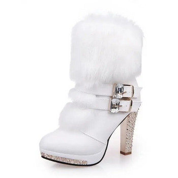 Γυναικεία χαριτωμένα γλυκά υψηλής ποιότητας λευκά pu δερμάτινα ψηλοτάκουνα γυναικεία casual μπότες φθινοπώρου & χειμώνα δροσερά παπούτσια παπούτσια πλατφόρμας