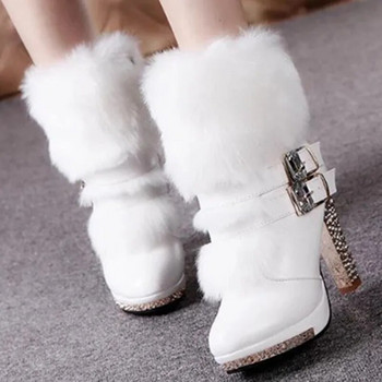 Γυναικεία χαριτωμένα γλυκά υψηλής ποιότητας λευκά pu δερμάτινα ψηλοτάκουνα γυναικεία casual μπότες φθινοπώρου & χειμώνα δροσερά παπούτσια παπούτσια πλατφόρμας