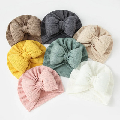 Lovely Bowknot Knitted Baby Hat Cute Solid Color Baby Girls Boys Hat Turban Soft Newborn Infant Cap Knitting Beanies Head Wraps