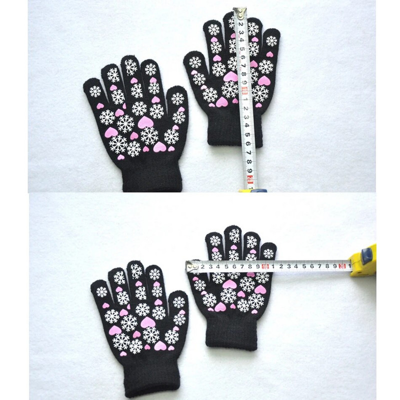 Ζεστά χαριτωμένα παιδικά γάντια Παιδικά Χειμερινά πλεκτά γάντια για αγόρια Κορίτσι Snowflake Love Pattern Fingerling Luvas Soft Warm γάντι