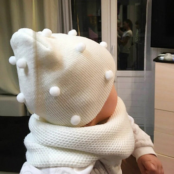 Υπέροχο καπέλο μωρού με παπιγιόν Χαριτωμένο μονόχρωμο καπέλο μωρών για αγόρια τουρμπάνι Χειμερινό μαλακό χοντρό ζεστό βρέφος Καπέλο νήπιο Καπέλο Παιδικά καπέλα