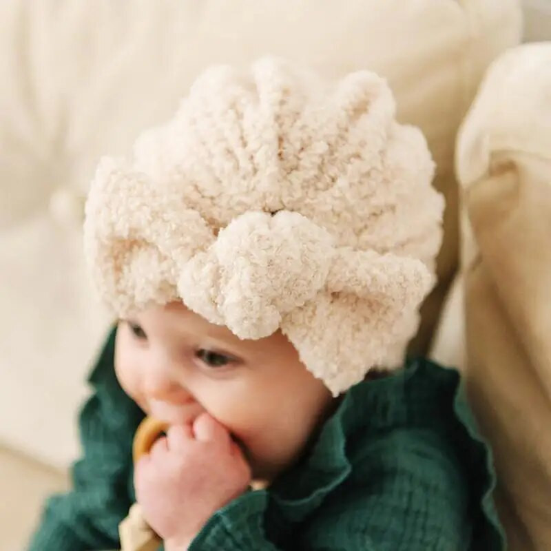 Armas Bowknot beebimüts Armas ühevärviline beebitüdrukute müts Poistele Turban Talvine Pehme Soe Paks Imiku väikelapse müts Kapuuts Lastemütsid