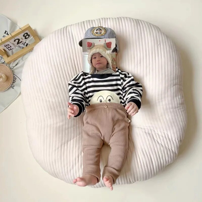 Alkalmi babanadrág alsó nadrág bordázott rugalmas csíkos nadrág egyszínű csecsemőruházat gyerekeknek tipegő fiú fiú lány ruhák