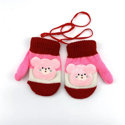 Νέα χαριτωμένα γάντια γάτας κινουμένων σχεδίων Χειμερινά χοντρά πλεκτά μωρά Παιδικά νεογέννητα γάντια Παιδιά κρατούν τα δάχτυλα ζεστά Γάντια για μωρό 0-4 ετών