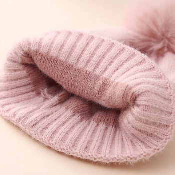 Καπέλο μωρού Fuax Fur Pompom Καρδιά Πλεκτομηχανές Φθινοπωρινό Χειμώνα Νεογέννητο Καπέλο Beanie για νήπιο Ζεστό βελονάκι για κορίτσια Καπέλα για αγόρια