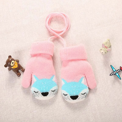 Γάντια μωρού κινουμένων σχεδίων Fox, χειμωνιάτικα ζεστά παιδικά γάντια για κοριτσάκι Πλεκτά Παιδιά Μικρό παιδί που βγάζει δόντια με γάντια