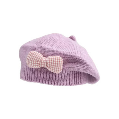 Sügistalvine Beebitüdrukud Bareti mütsid Armas ruuduline vibu kootud müts Kommid värvilised printsess nokamüts Laste aksessuaarid fotograafia rekvisiidid