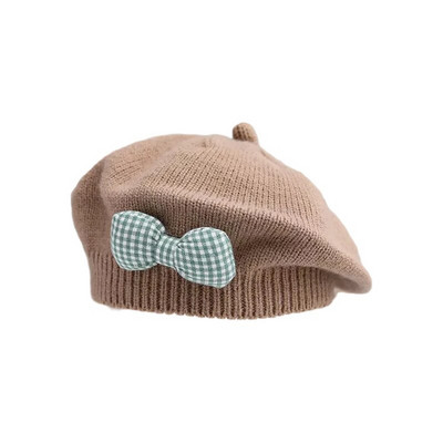 Sügistalvine Beebitüdrukud Bareti mütsid Armas ruuduline vibu kootud müts Kommid värvilised printsess nokamüts Laste aksessuaarid fotograafia rekvisiidid
