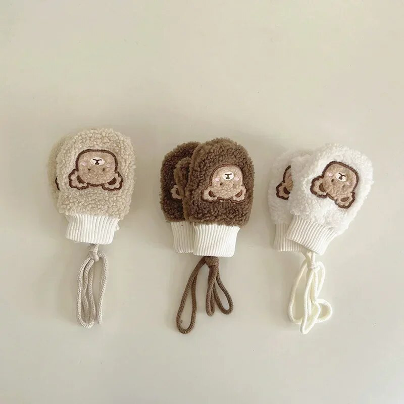 Mănuși pentru copii de 1-4 ani Mănuși pentru copii Mănuși cu șalter Toamnă și iarnă Mănuși calde de desene animate drăguțe din lână corali mănuși de desene animate