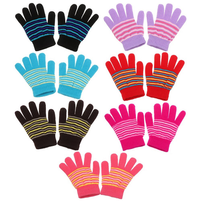 1 Ζεύγος Χειμερινά πλεκτά παιδικά γάντια Ζεστά μαλακά κινούμενα σχέδια από μαλλί κουνελιού Παιδικά γάντια Παιδικά γάντια για αγόρια κορίτσια με πλήρες δάχτυλο για 3-10 ετών