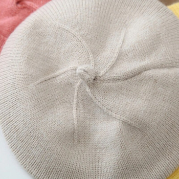Καρό Φιόγκος Baby Beret Vintage Πλεκτό Καπέλο Μπερέ για Παιδιά Μονόχρωμο Ζεστό Καλλιτέχνης Ζωγράφος Καπέλο Φθινόπωρο Χειμώνας