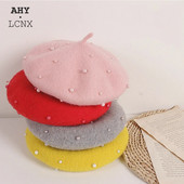 Κορεάτικη 2023 Μόδα μωρό μπερέ πριγκίπισσα Υπέροχη μαργαριτάρι κορίτσια Καπέλα Παιδικά μπερέδες Καπέλα φασολιών Άνοιξη φθινόπωρο Καπέλα ζωγράφου χειμώνα