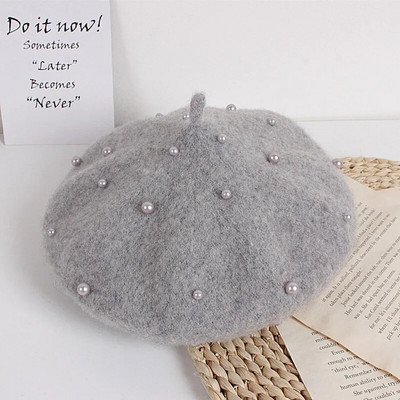 Κορεάτικη 2023 Μόδα μωρό μπερέ πριγκίπισσα Υπέροχη μαργαριτάρι κορίτσια Καπέλα Παιδικά μπερέδες Καπέλα φασολιών Άνοιξη φθινόπωρο Καπέλα ζωγράφου χειμώνα