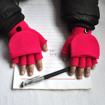 Πυκνωμένα ζεστά βρεφικά γάντια Παιδικά μαθητής μαθητής Χειμερινά πλεκτά γάντια Γάντια με μισό δάχτυλο για παιδικά γάντια πλεξίματος 5-11 ετών