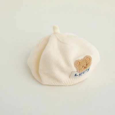 Moodne beebimüts ühevärvilised lilletüdrukud soe barett Vintage kootud baretimüts lapsed sügistalv lapsed kunstnik maalija müts