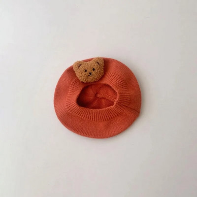 Moodne beebimüts ühevärvilised lilletüdrukud soe barett Vintage kootud baretimüts lapsed sügistalv lapsed kunstnik maalija müts