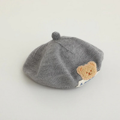 Moodne beebimüts ühevärvilised lilletüdrukud soe barett Vintage kootud baretimüts lapsed sügistalv lapsed kunstnik maalija müts