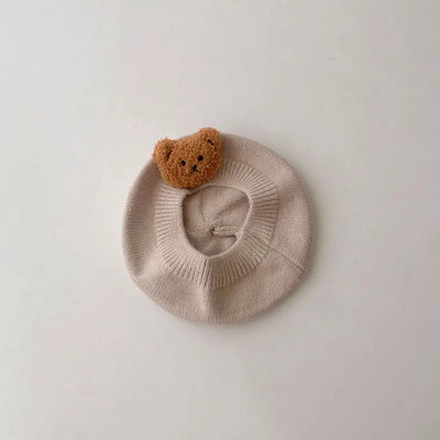 Moodne beebimüts ühevärvilised lilletüdrukud soe barett Vintage kootud baretimüts lapsed sügistalv lapsed kunstnik maalija müts